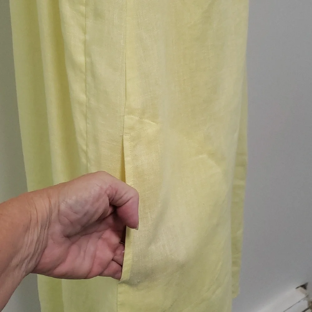 J Jill Love Linen butter-yellow linen midi dress with pockets size large - Picture 5 of 14